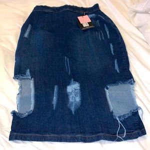 Distressed Jean Skirt